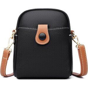 Women Leather Crossbody Bag Small Waterproof Multi Pockets Travel Purse